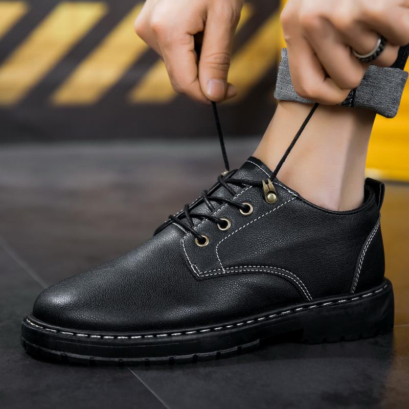 Fashion Men's Low-Top Casual Work Boots American Style Beige British Style Leather Shoes Comfortable Business Comfortable Casual Shoes