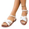 2025 foreign trade new casual twist rope flat-soled Roman sandals rear empty cross-woven large-size women's shoes