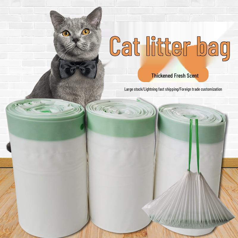 Thickened Drawstring Cat Litter Bags: Anti-scratch, Portable, and Tear-resistant for Easy Litter Box Cleaning