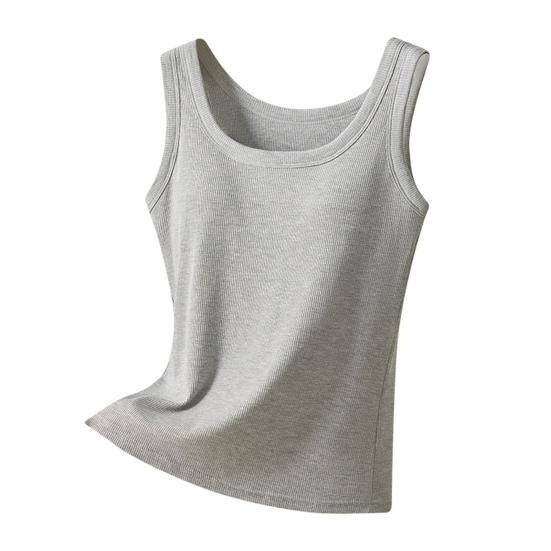 Women Sleeveless Camisole Top Wide Strap Tank Top with Built-in Padded Bra Summer Casual