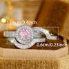 European and American luxury round pink and white diamond-studded ring set for women, fashionable, light luxury, sweet, geometric, versatile, index