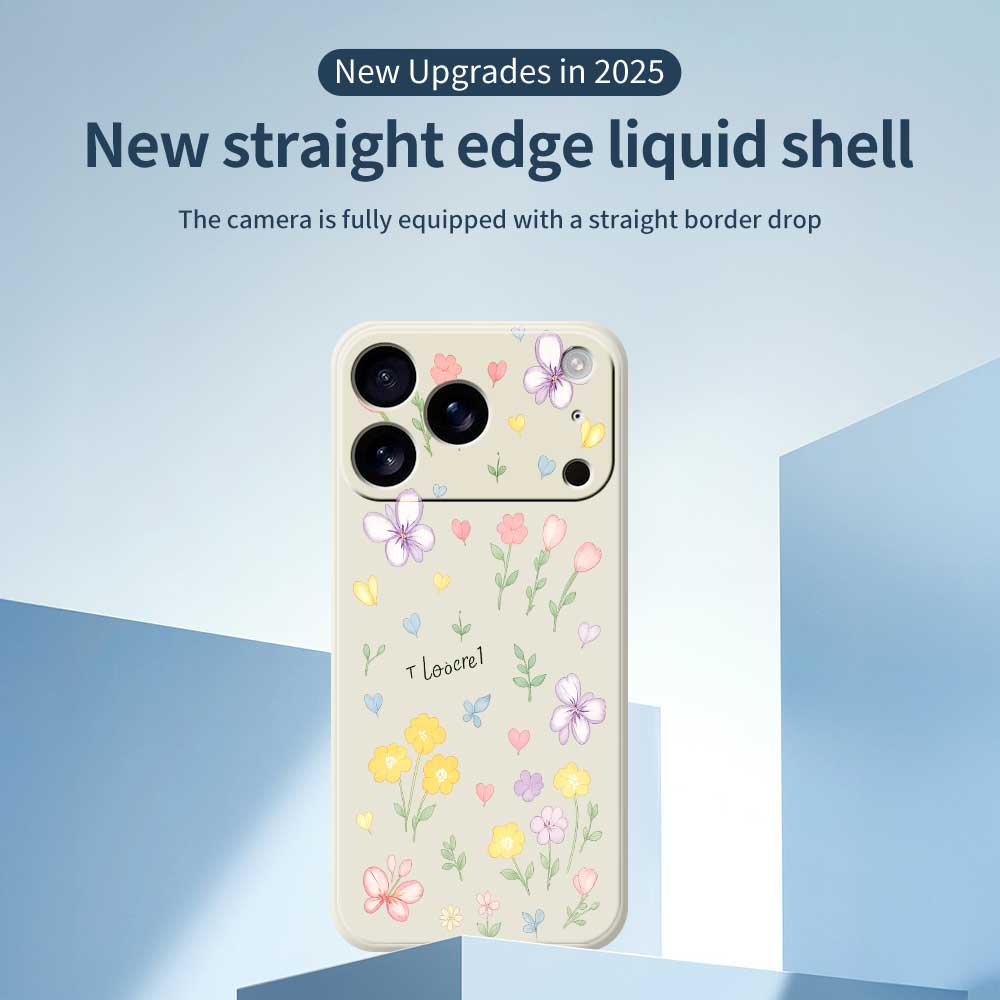 For iPhone 17 Pro Max Case Small Flowers Pattern Printing Straight Edge TPU Phone Back Cover