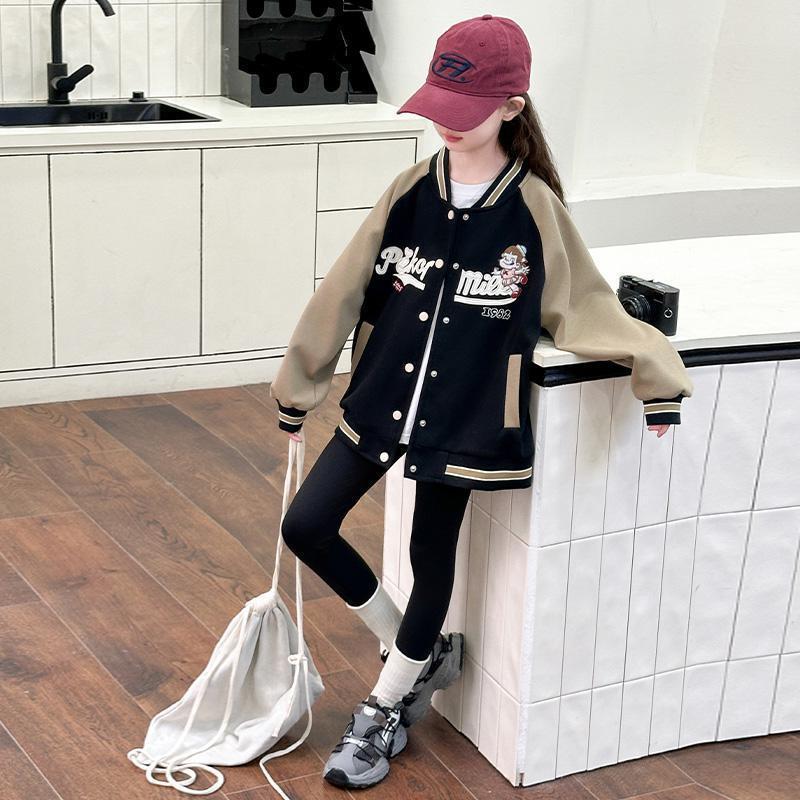 Girls Baseball Jacket for Spring Autumn Comfortable Casual Sporty Top