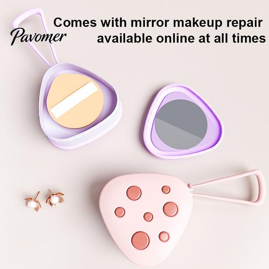 Small Jewelry Organizer Powder Puff Storage Box with Mirror And Handle, Dustproof Portable Case Makeup Sponge Container, Compact for Outdoor