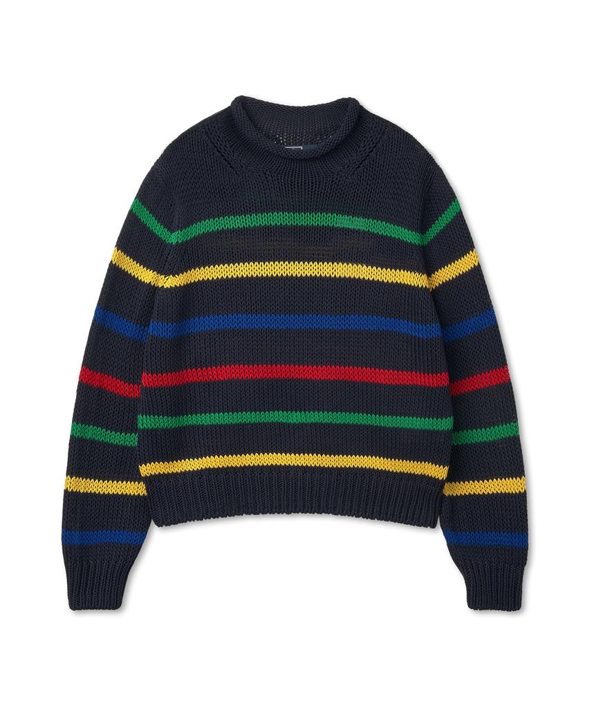 POLO RALPH LAUREN W Striped Cotton Sweater - Navy