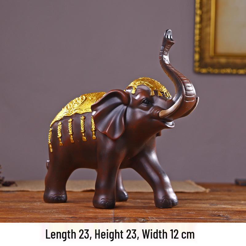 Thai-Style Lucky Elephant Ceramic Ornament for Home or Office Decor
