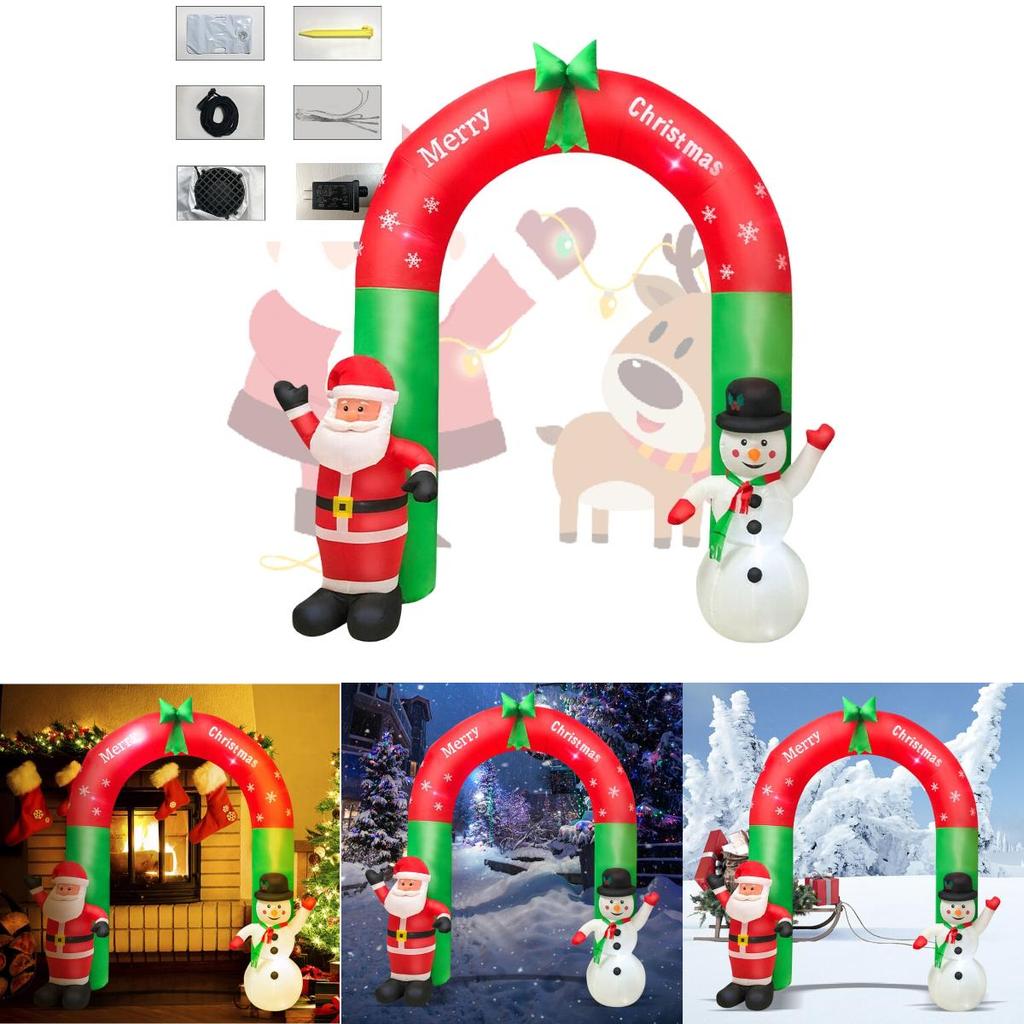 Festive Inflatable Christmas Decoration Glowing Santa Claus Snowman Gingerbread Man Yard Ornament
