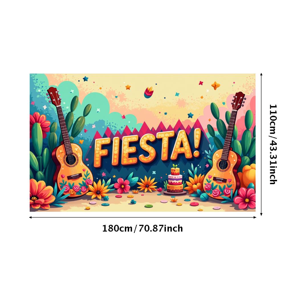 Fiesta Party Banner Vibrant Mexican Cactus Floral Festive Event Backdrop Celebration Decorations Photography Background Props