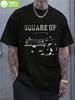 1pc Allseason Apparel 100% Cotton Vintage SQUAREUP Truck Graphic T-shirt - Retro Streetwear Crewneck Tee