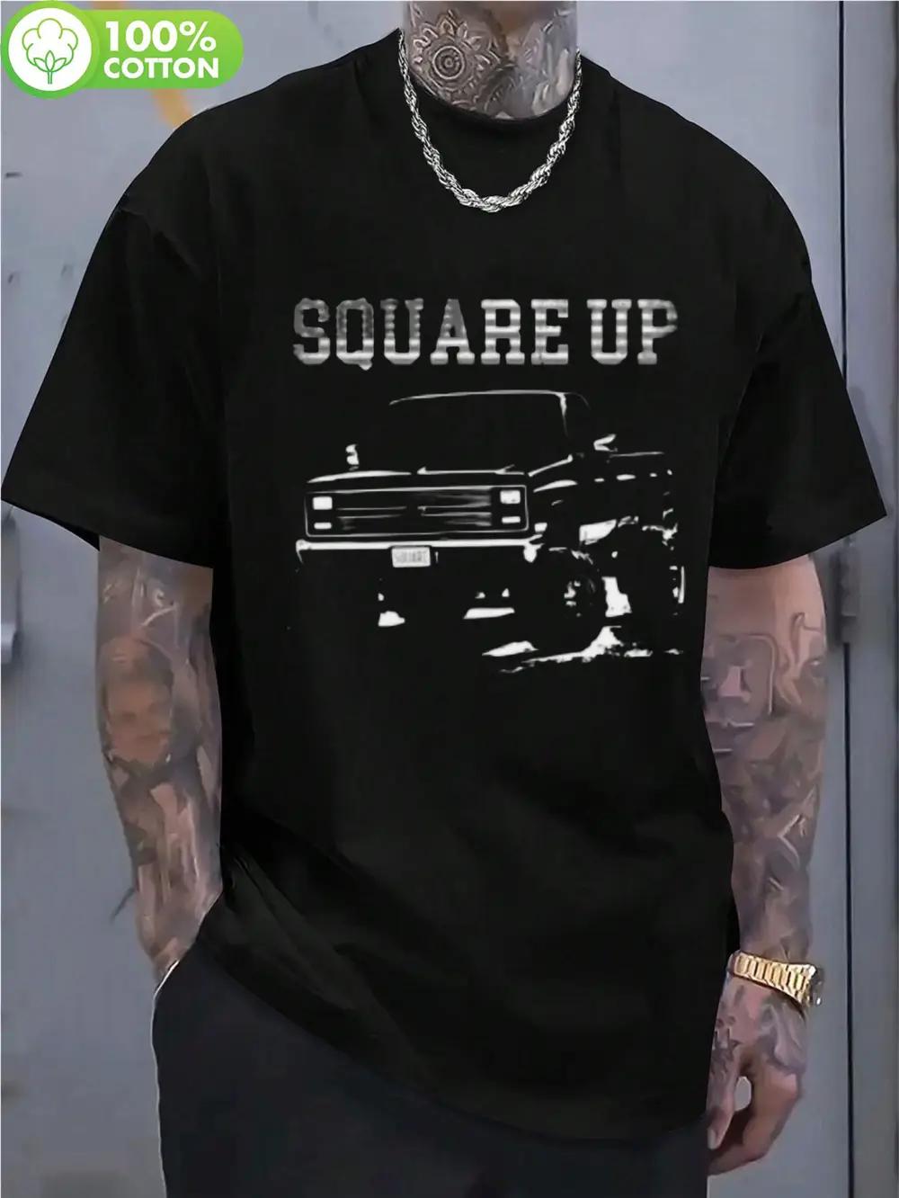 

1pc Allseason Apparel 100% Cotton Vintage SQUAREUP Truck Graphic T-shirt - Retro Streetwear Crewneck Tee XL