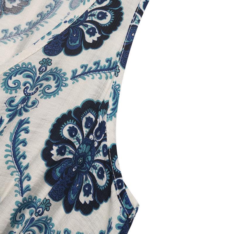 TikTok Europa 2026 Ärmelloses Maxikleid mit Schlitz im Bohemian-Print