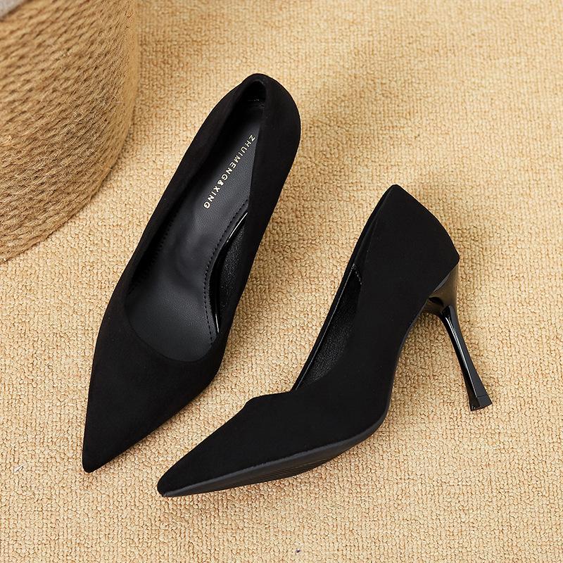 

969-F1 Huiliya frosted pointed leopard print high heels women s shallow mouth stiletto 2025 new single shoes women 34 чёрный