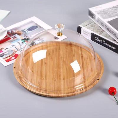 Stylish Bamboo Wood Tray with Acrylic Lid: Dustproof Tray for Snacks, Xinjiang Naan, Cake, and Bread