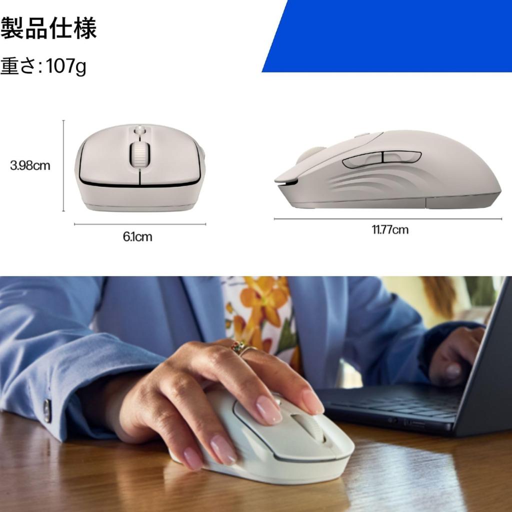 HP 400 Silent Wireless Mouse Bluetooth USB Dongle Sensor Up To 6000 Silicone Battery Life Up To 24 Ambidextrous Design Blue 2.4GHz Connection,