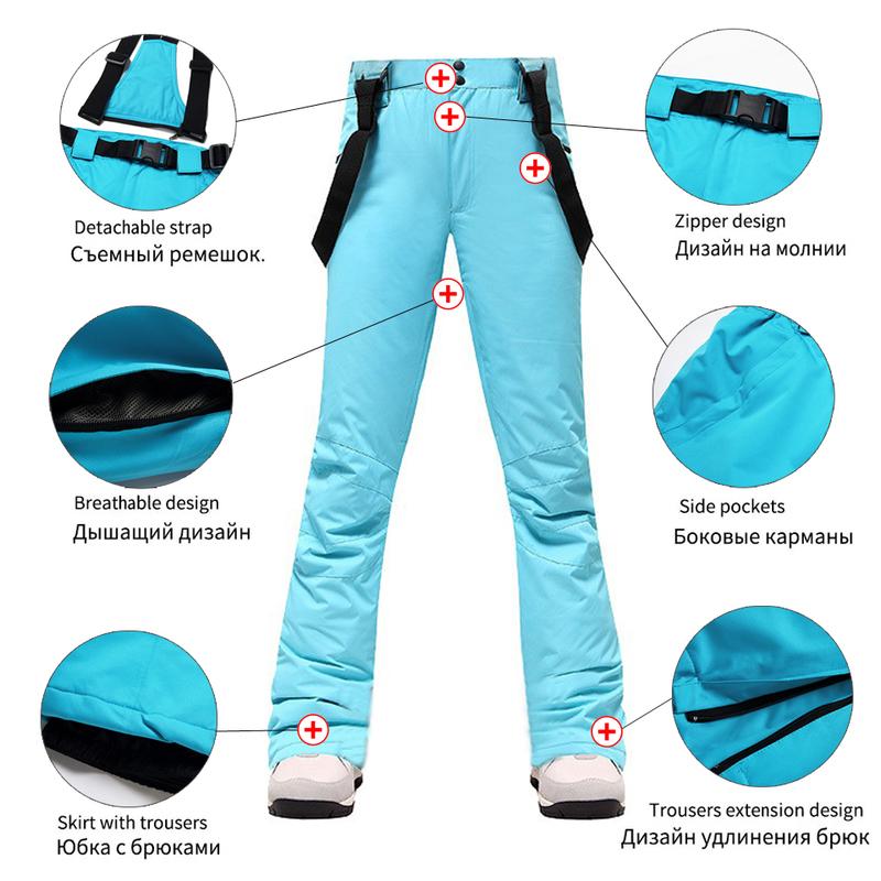 -30 Grad Skihose Damen Winter Outdoor Verdickt Winddicht Wasserdicht Warm Schneehose Sport Snowboarden Atmungsaktive Hose