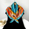 90cm Silk Scarf Large Square Scarf Women's New Patchwork Printed Flower Sateen Scarf Wrap Turban Shawl