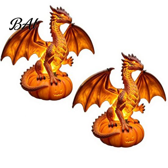 Decorative Light for Bedroom Dragon Solar Garden Light, Halloween Night Resin Gothic Pumpkin Creative Birthday Gift Friends Statue, Medieval