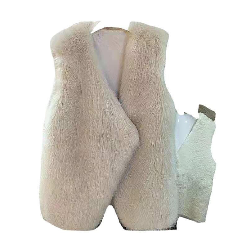 Autumn and winter new wool vest women's winter medium and long wool coat loose vest apricot gray
