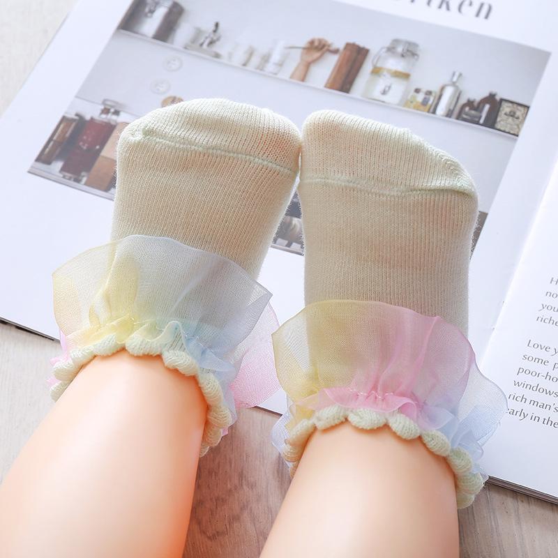 Dziewczęce skarpetki księżniczki z koronkowym wykończeniem - Dziecięce letnie w stylu koreańskim