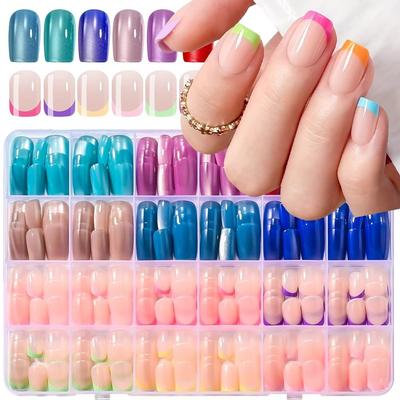 French Design False Nails Red Blue Press On Nails New False Nail Tips  Manicure Tool