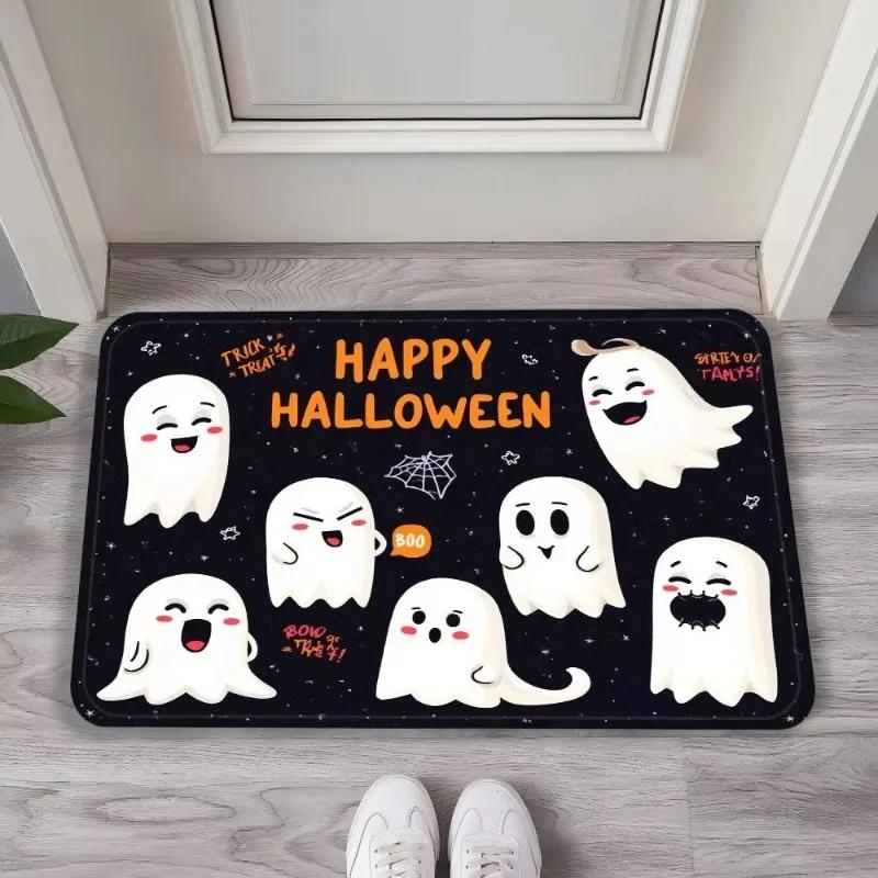 Halloween Pumpkin Cute Ghost Carpet Porch Entrance Living Room Anti Slip Mat Home Decoration Carpet Halloween Gift