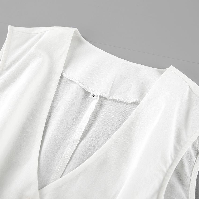 European & American Design Cotton Linen Suit: Women's Summer Casual Sleeveless Vest & Shorts Set