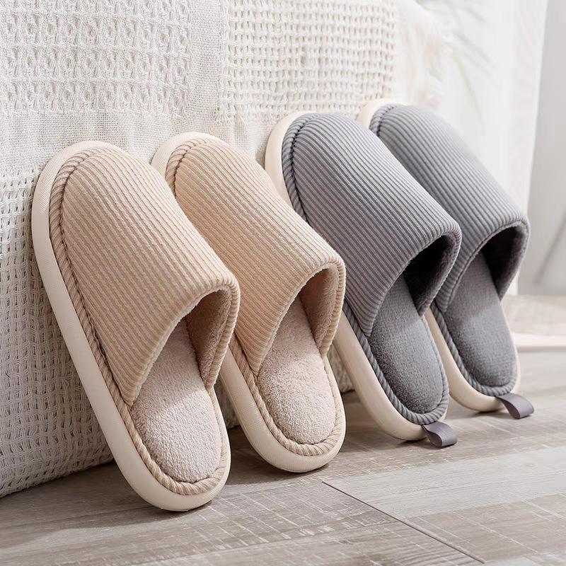 Cotton Slippers Women Autumn Winter Couples Floor Plush Slippers Men Home Use Stain Resistant Anti Slip Factory Wholesale