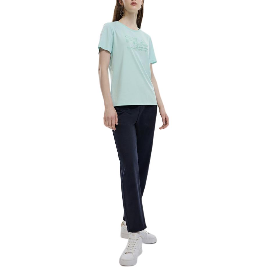 FILA Knitted Straight Leg Commuter Casual Pants 2023 Autumn New Style Women Bottoms Legendary-Blue F11W334601FNV