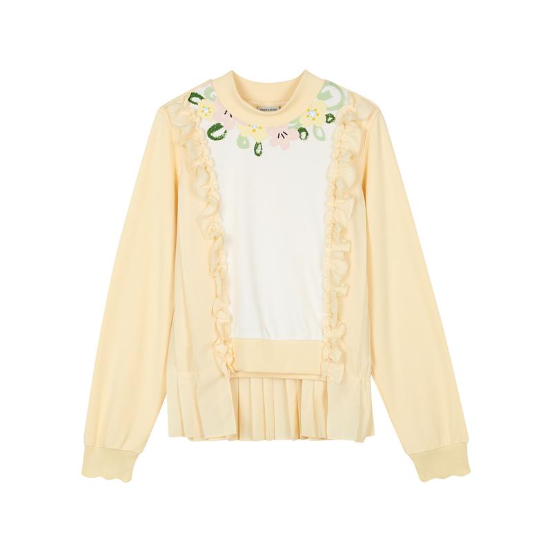Skechers Xiao Li Round Neck Comfortable Skin-Friendly Soft Sweatshirt Women tops Vanilla-Beige L222W093-024U S