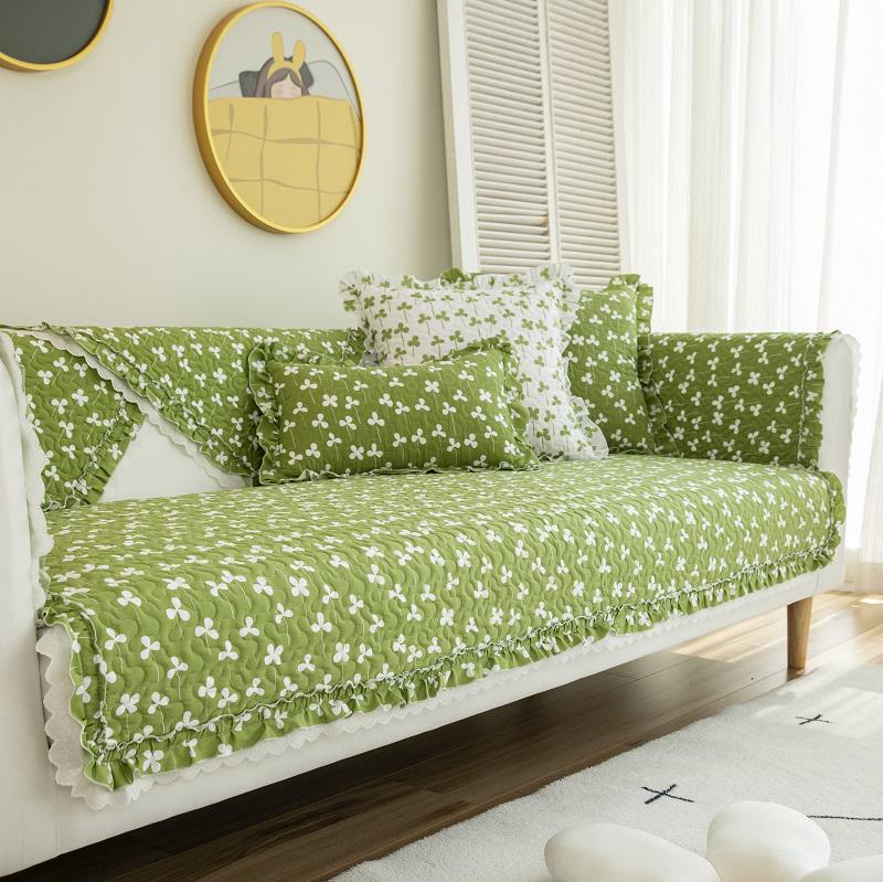 Pure Cotton Non-slip Sofa Cushion Cover – All-Season, Pastoral Style, Full Wrap