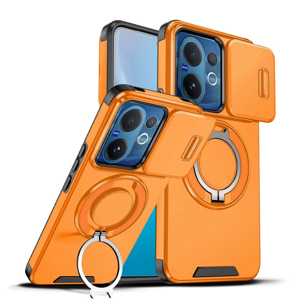 KEYSION 360° drehbarer Ringständer Handyhülle für VIVO V60 5G Schiebkamera-Schutz Magnetische stoßfeste Rückseite für VIVO V60