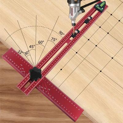 Adjustable 2-in-1 Drilling Positioning Ruler, Aluminum Alloy Cabinet Hardware Jig, Cabinet Drawer Door Hole Drilling Template