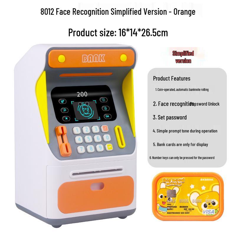 Smart ATM Money Box with Face Recognition and Password, Automatic Coin Loader - Children's Toy Safe