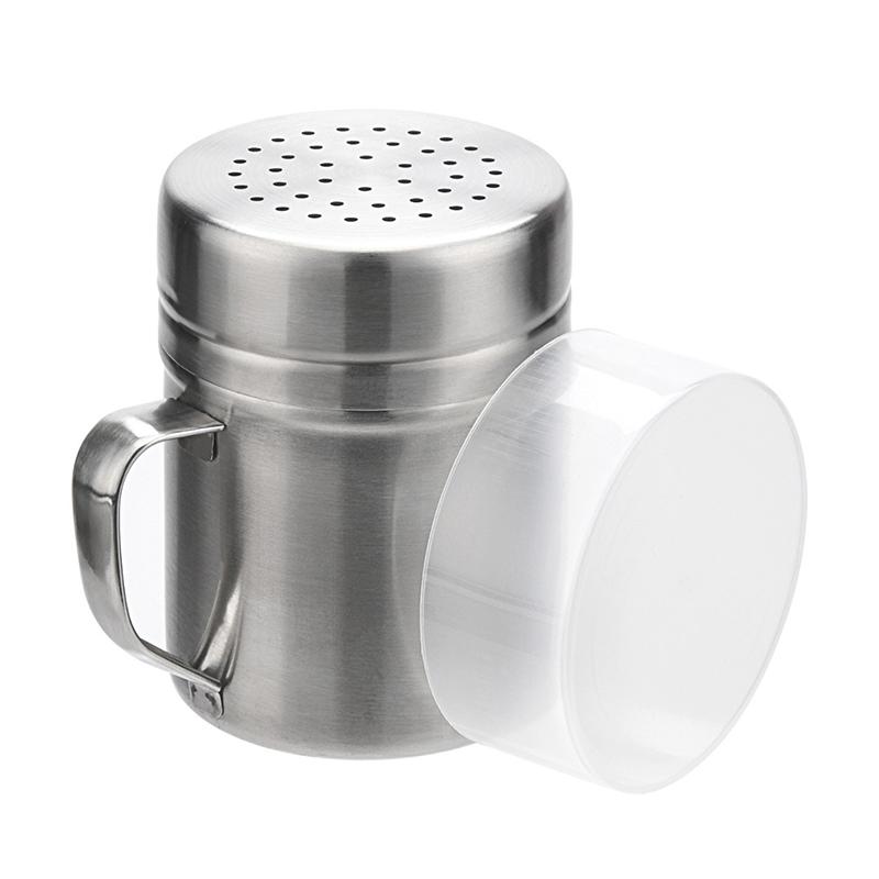 

Шейкеры для сахарной пудры из нержавеющей стали с ручкой, шейкер с мелкой сеткой, банки для порошка, емкость для специй, соли, сахара, перца 1pc