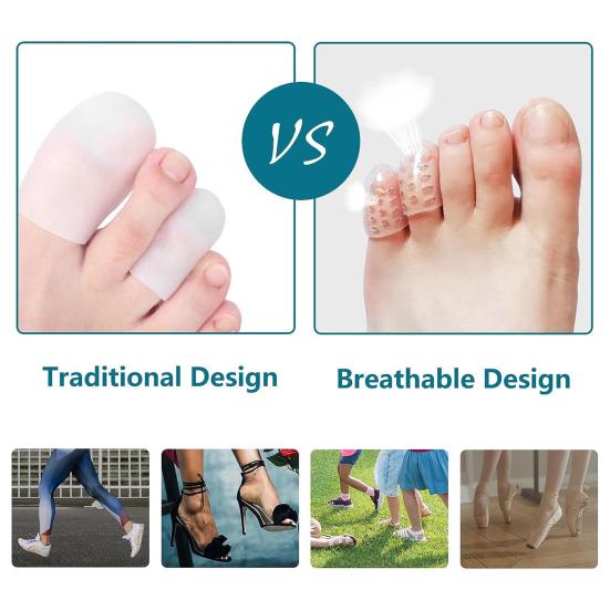 Silicone Toe Covers Soft Stretchy Toe Protectors for Men Women Breathable Anti-Friction Gel Caps Foot Care Sleeves