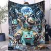 3D Fantasy Water Pokemon Gathering Blanket Cozy Warm Flannel Blanket for Boys Girls for Home Camping Office Decor