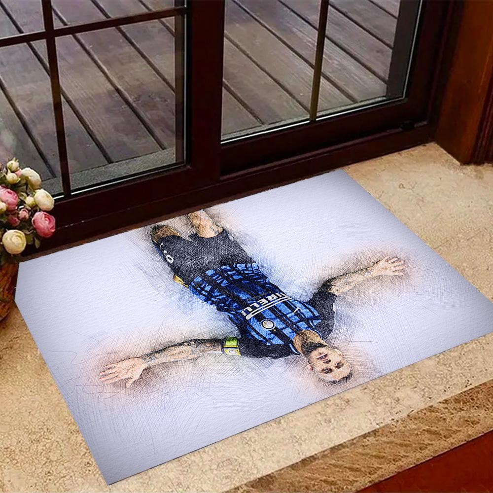Inter Milan Player Action Area Rug Perfect for Hallway Playrooms Game Room Kitchen Antislip Carpet Office home decor Wedding Party Gift