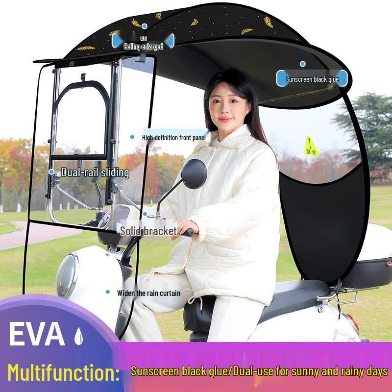 Electric Vehicle Sunshade and Rain Canopy for Bikes and Motorcycles