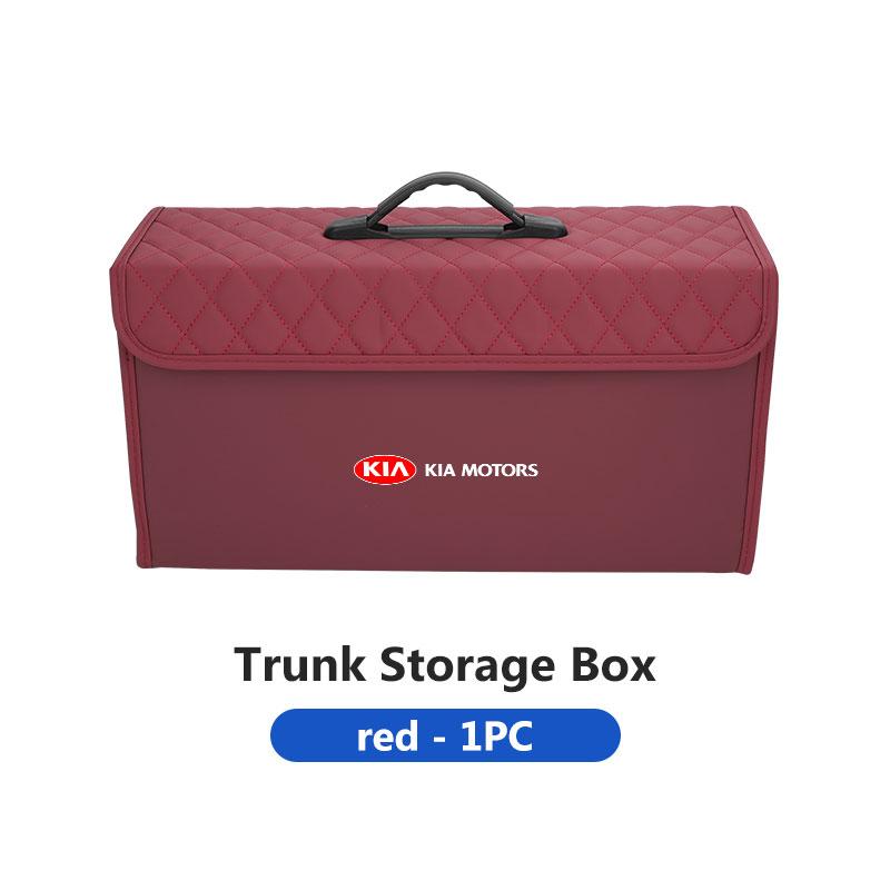 For KIA Car Leather Boot Trunk Leather Storage Box Foldable Auto Organizer Accessories Sportage Rio Ceed Niro Soul Stonic