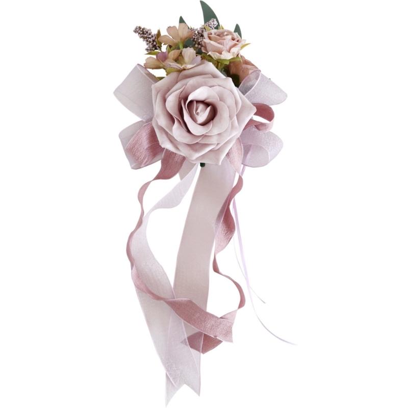 Set of 4 Luxurious Wedding Vehicle Embellishment Silk Flower Bouquets for Wedding Car Glasses and Handle Beautifications