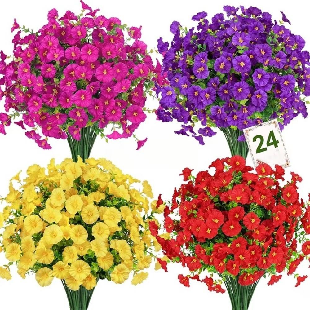 Summer 35CM Artificial Morning Glory Flower Silk UV Protection Artificial Lily Silk Flowers Fake Faux Flower Bouquet Home Decor