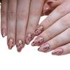 Almond Style Wearable Nails: Gold Line, Leaves, Flowers, Stars, Moons Design - Short 24-Piece Set