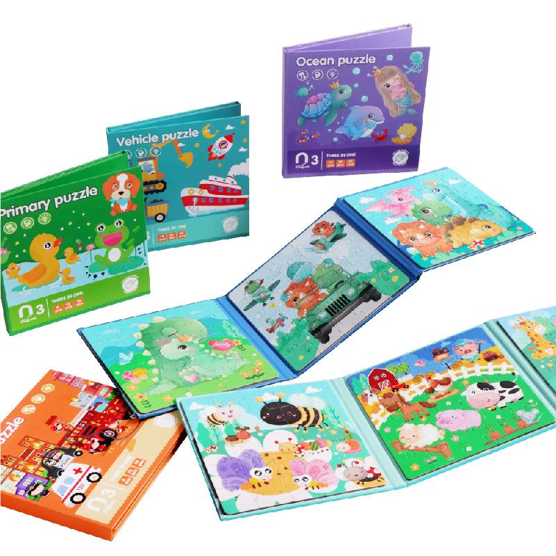 Folding Magnetic Book Puzzle for Children Ages 3-6: Beginner to Advanced Levels (9-42 Pieces)