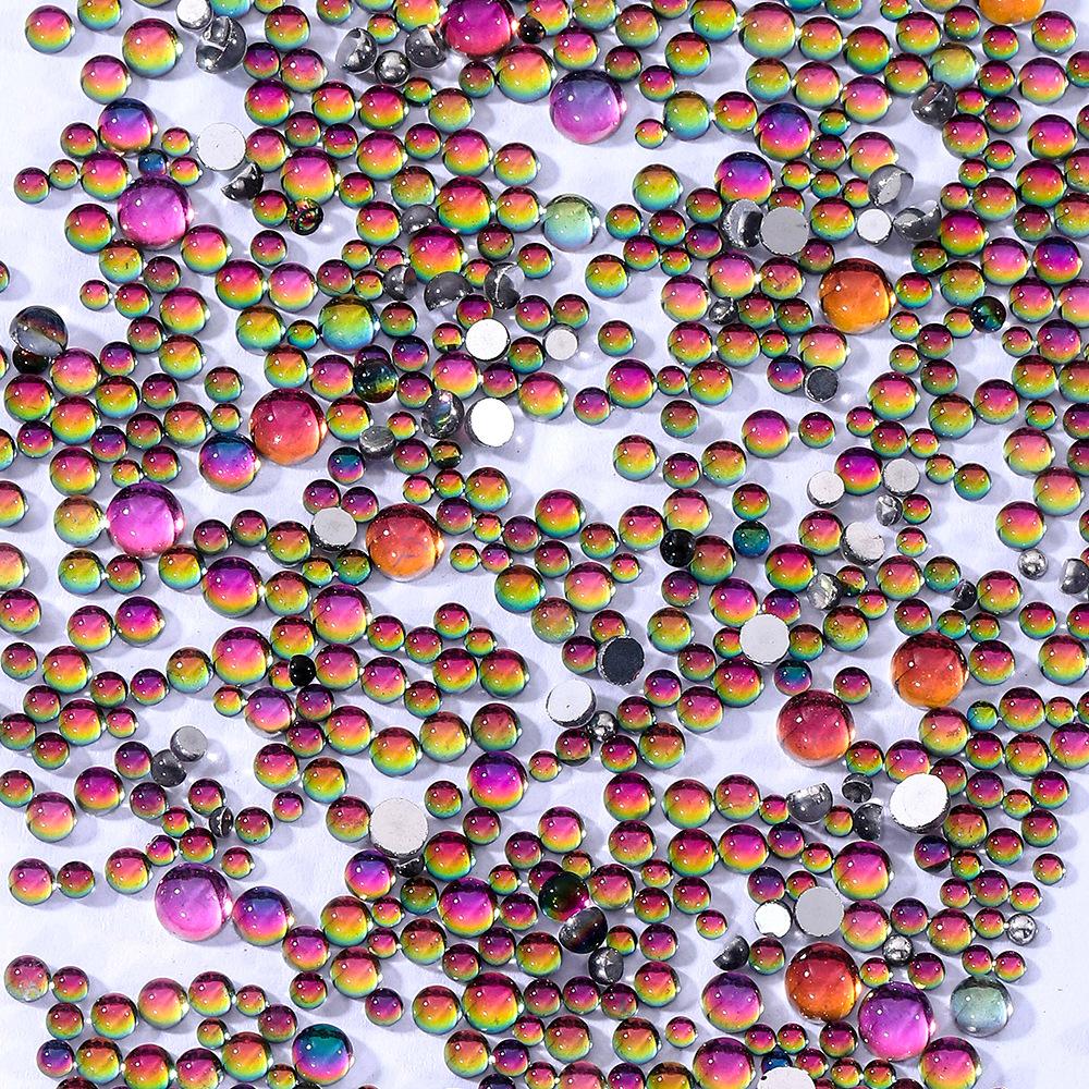 Nail Art Human Fish Bead Bag With 1440 Multi-Size Small Round Diamonds, Flat-Bottomed Nail Art Jewelry, High-Brightness Mixed Magic Diamond Jewelry.
