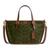 TAXI 21 Gold Hardware All-over Print Tote Bag Tote Bag Shopping Bag Artificial Leather Handbag Small Women's Olive Green and Mink Brown