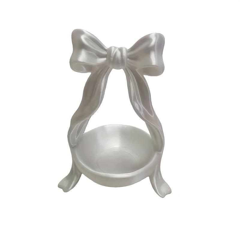 

1 шт. Элегантная подставка для украшений в форме банта - Подходит для туалетного столика и комода, Прочный лоток для украшений для ожерелий, серег, колец - Компактный декоративный органайзер 1pc белый