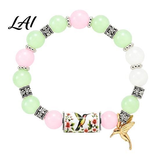 Cute Owl Cat Bird Bracelet Stretch Deer Beaded Bracelet Retro Animal Bead Bull Skull Birthday Present for Her Elastic Boho Women Autumn Holiday