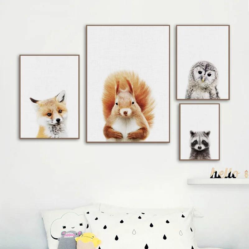 Baby Room Animal Wall Canvas Painting Elephant Giraffe Bear Wall Art Prints Picture Nordic Art Poster for Kid Room Nursery Decor