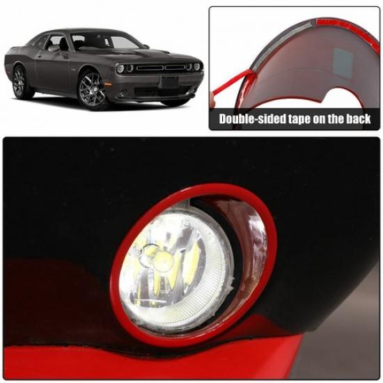 Front Fog Light Lamp Cover Trim For Dodge Challenger 2009-14 Red ABS Accessories