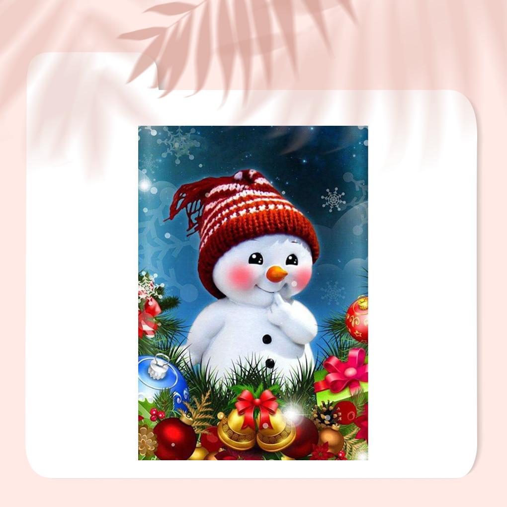 Resin Christmas Snowman Crystal Painting Portable Frameless Round Decorative Wall Hanging Bedroom Living Room Drawing